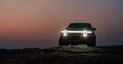 A Rivian vehicle at night