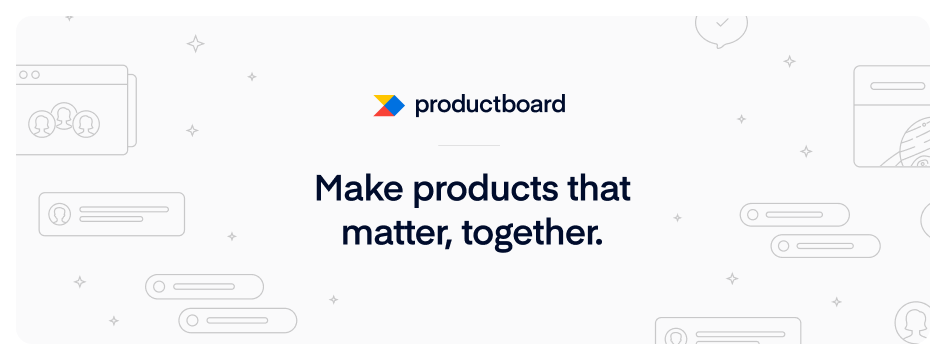 Productboard logo and tag line on white background