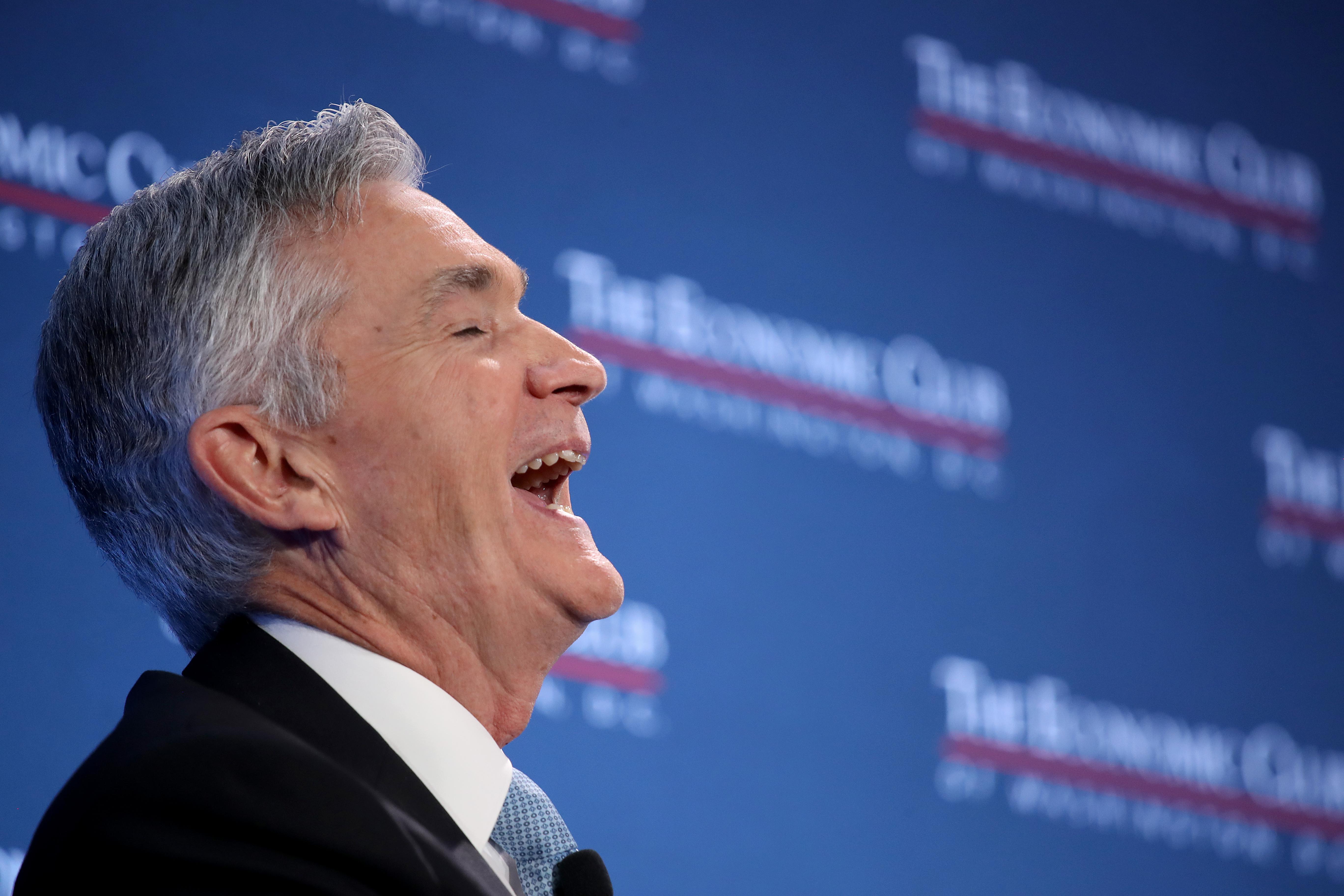 Fed Chair Jerome Powell laughing