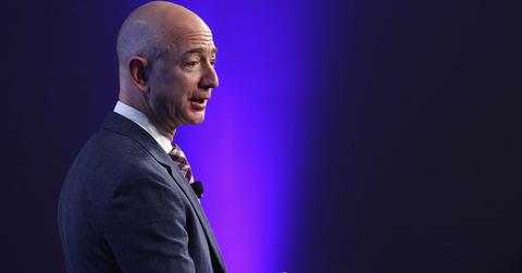 Amazon founder and Washington Post owner Jeff Bezos delivers remarks during the opening ceremony