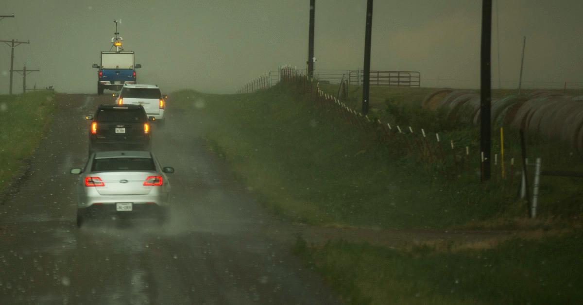 Cars in hailstorm