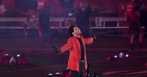 The Weekend performing at the Super Bowl