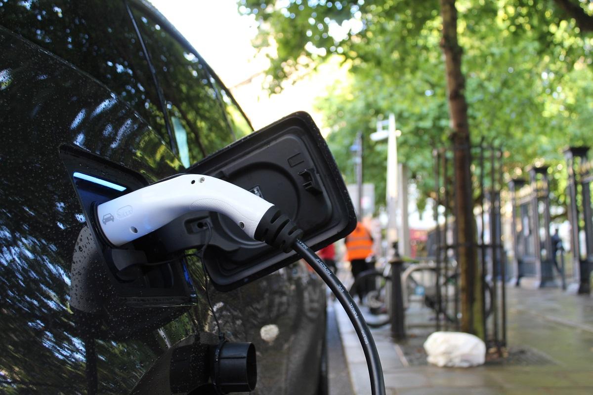 An electric car charging