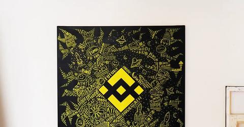 Binance logo painting on white wall
