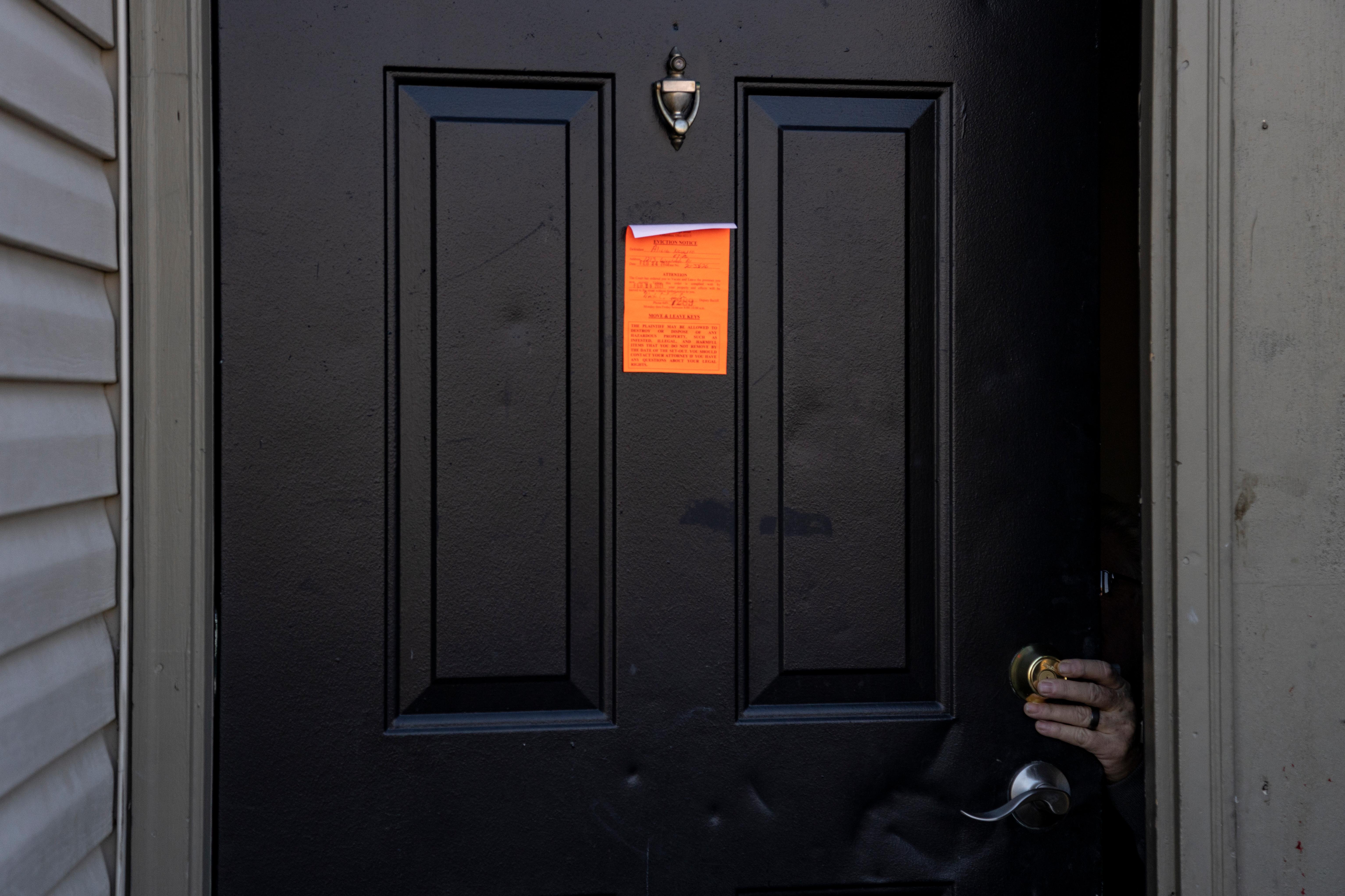 Eviction notice on a door