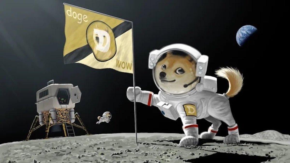 Dogecoin dog on the moon