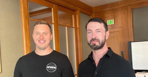 Jay Glidden (right) meeting "Salesforce Ben"