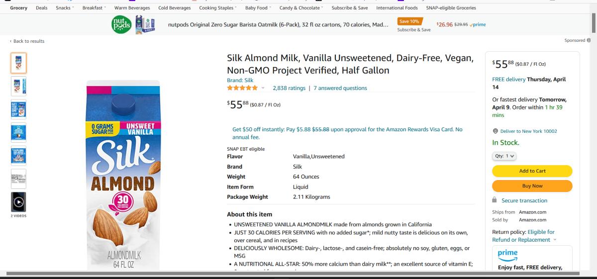 almond milk is available on amazon