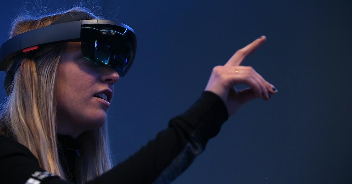 A woman using a VR headset