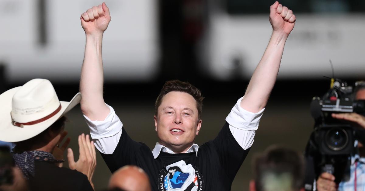 Elon Musk celebrates after the successful launch of the SpaceX Falcon 9 rocket .