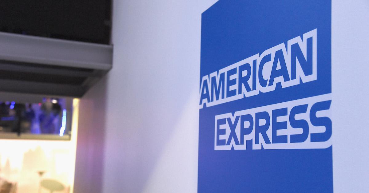 The American Express logo painted on a wall