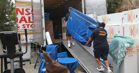 Mover loading furniture in a truck