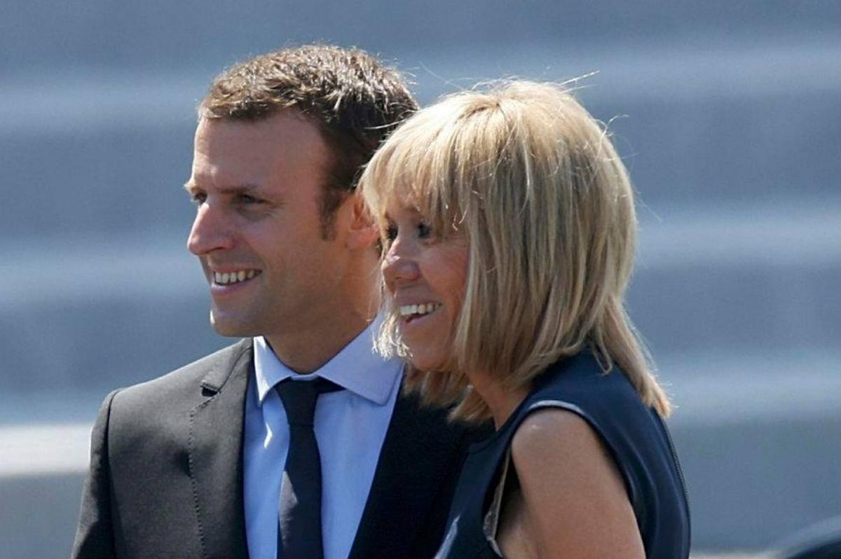 Emmanuel Macron and his wife, Brigitte. 