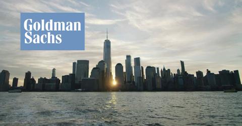 Goldman Sachs logo and city skyline