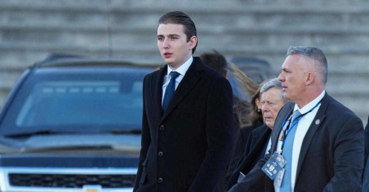 Barron Trump walking towards US Capitol
