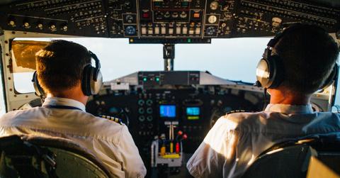 Pilots seated in a cockpit