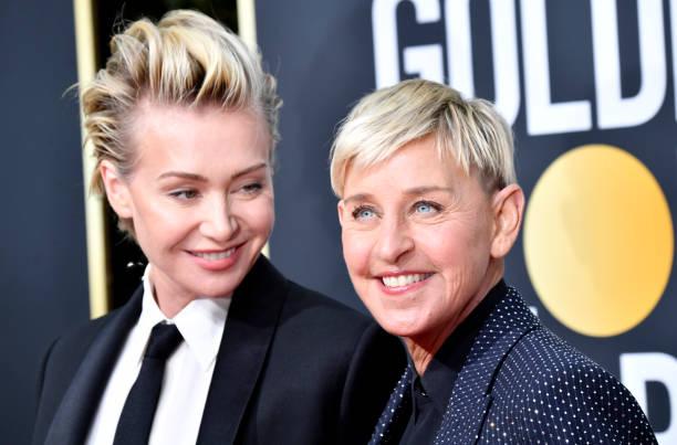 BEVERLY HILLS, CALIFORNIA - JANUARY 05: (L-R) Portia de Rossi and Ellen DeGeneres attend the 77th Annual Golden Globe Awards at The Beverly Hilton Hotel on January 05, 2020 in Beverly Hills, California. 