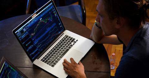 Stock market investor analyzing technical charts