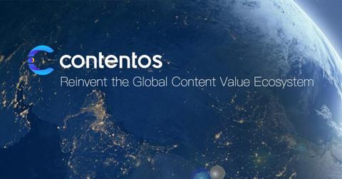Contentos logo over the Earth