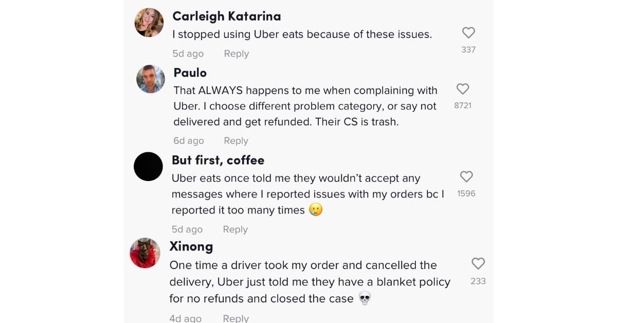 TikTok weighs in on customers experience of being overcharged by Uber Eats.