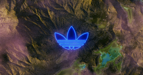 Adidas logo and metaverse land