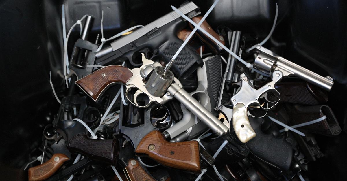 A pile of handguns