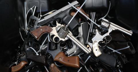 A pile of handguns