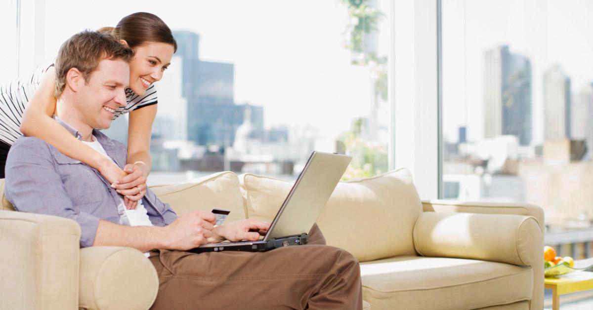 Couple using computer