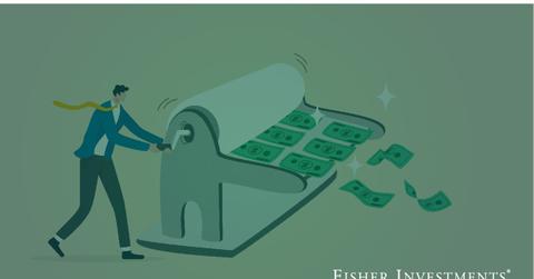 Fisher Investments logo and illustration of printing money