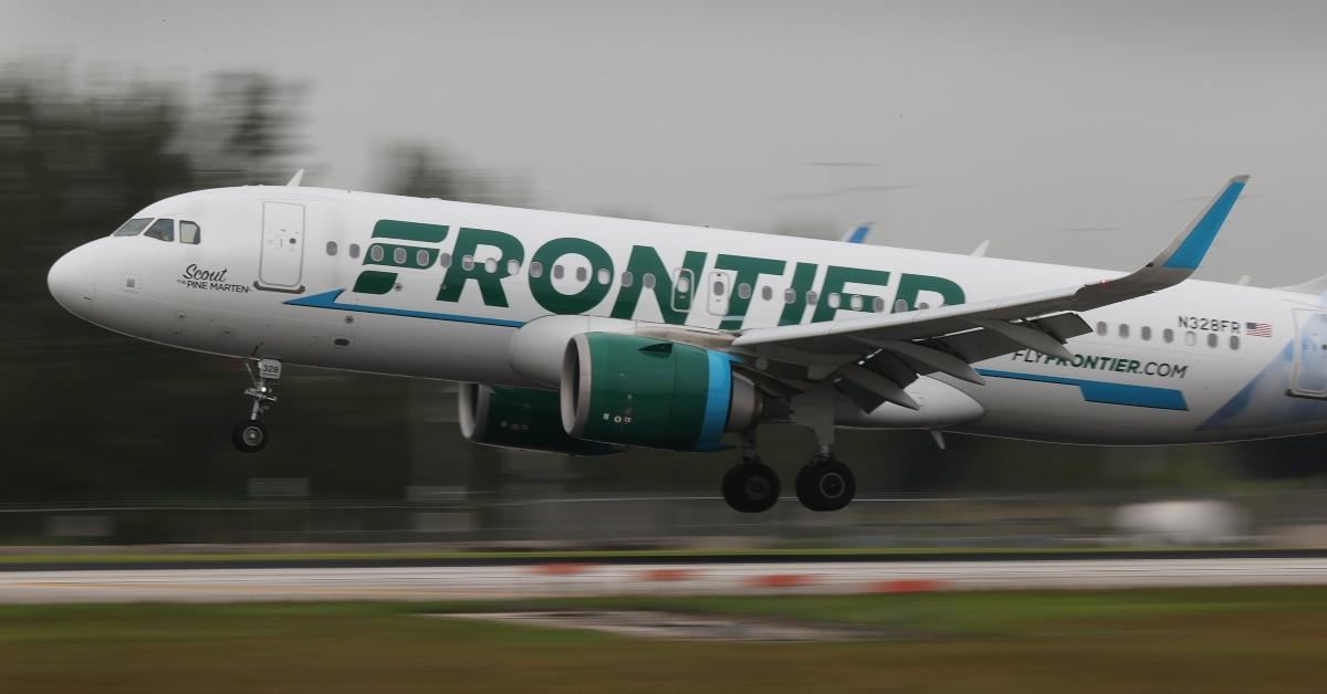 Frontier airplane taking off