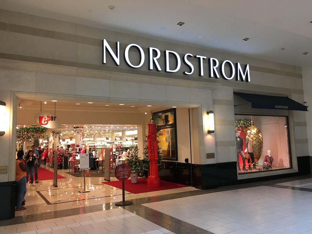 A Nordstrom storefront at Chirstmastime