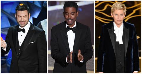 Past Oscars hosts Jimmy Kimmel, Chris Rock, and Ellen DeGeneres