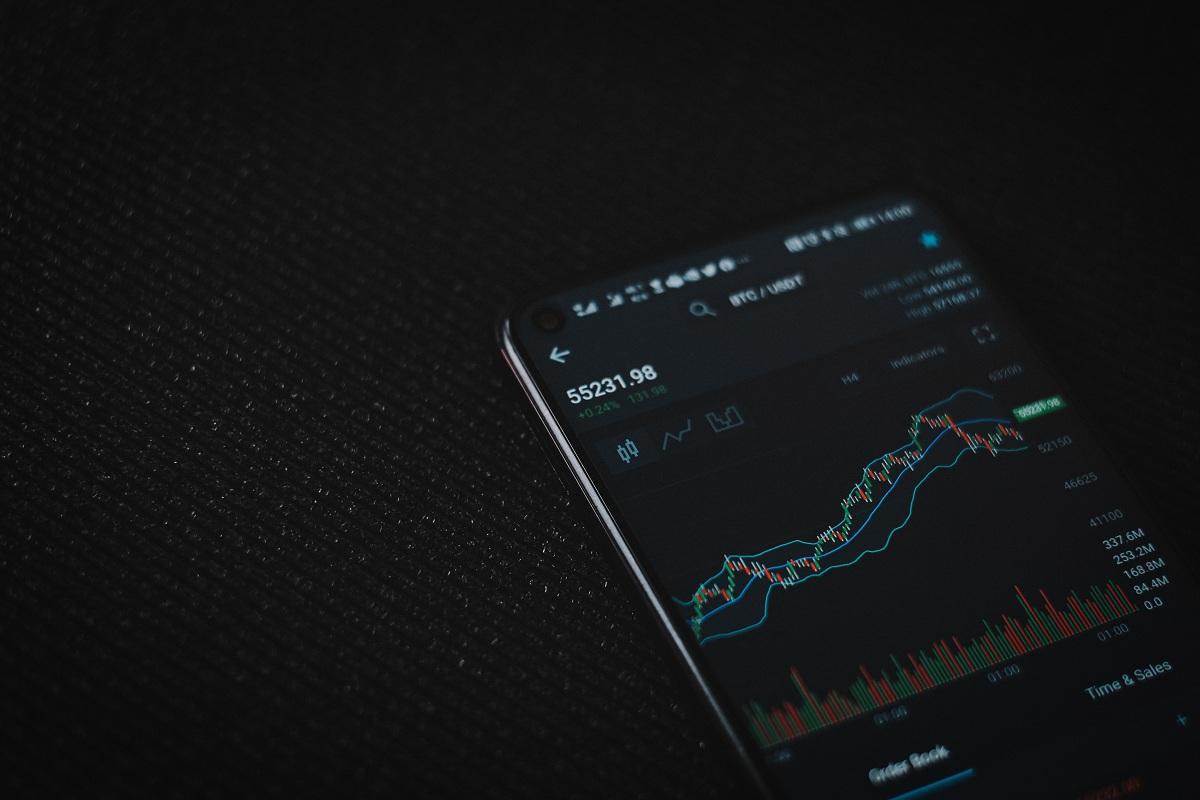  Black andriod smartphone displaying crypto price chart