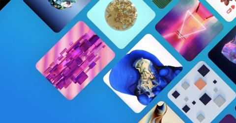 nft gallery on blue background