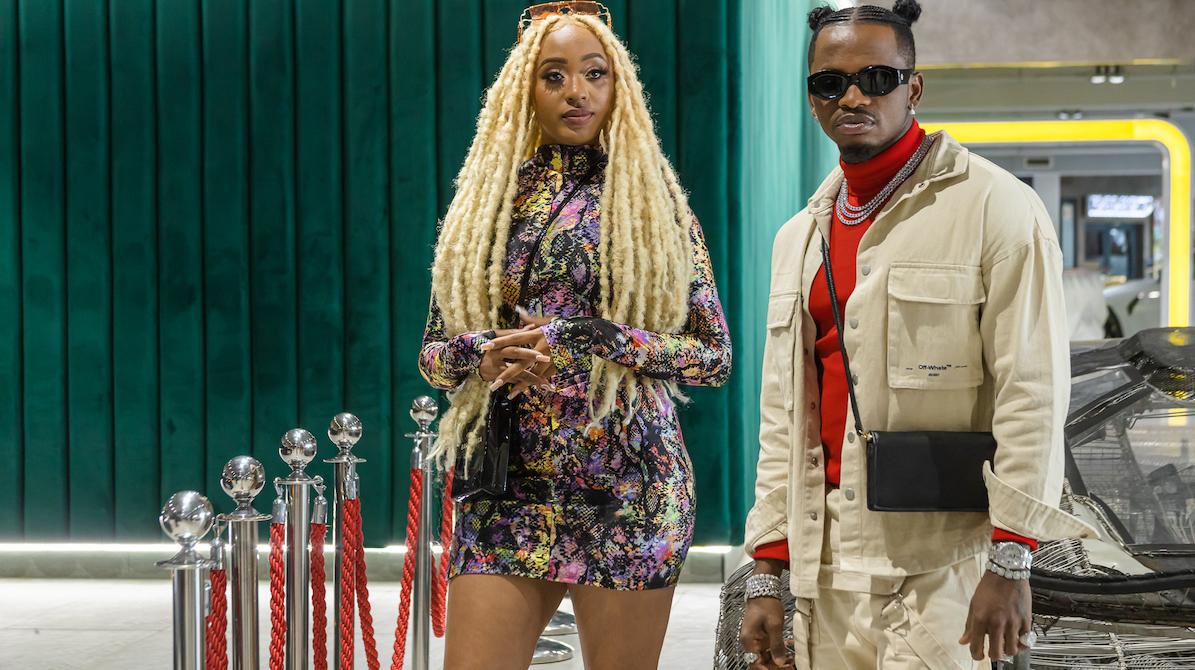 Diamond Platnumz (R) with co-star Nadia Nakai. 