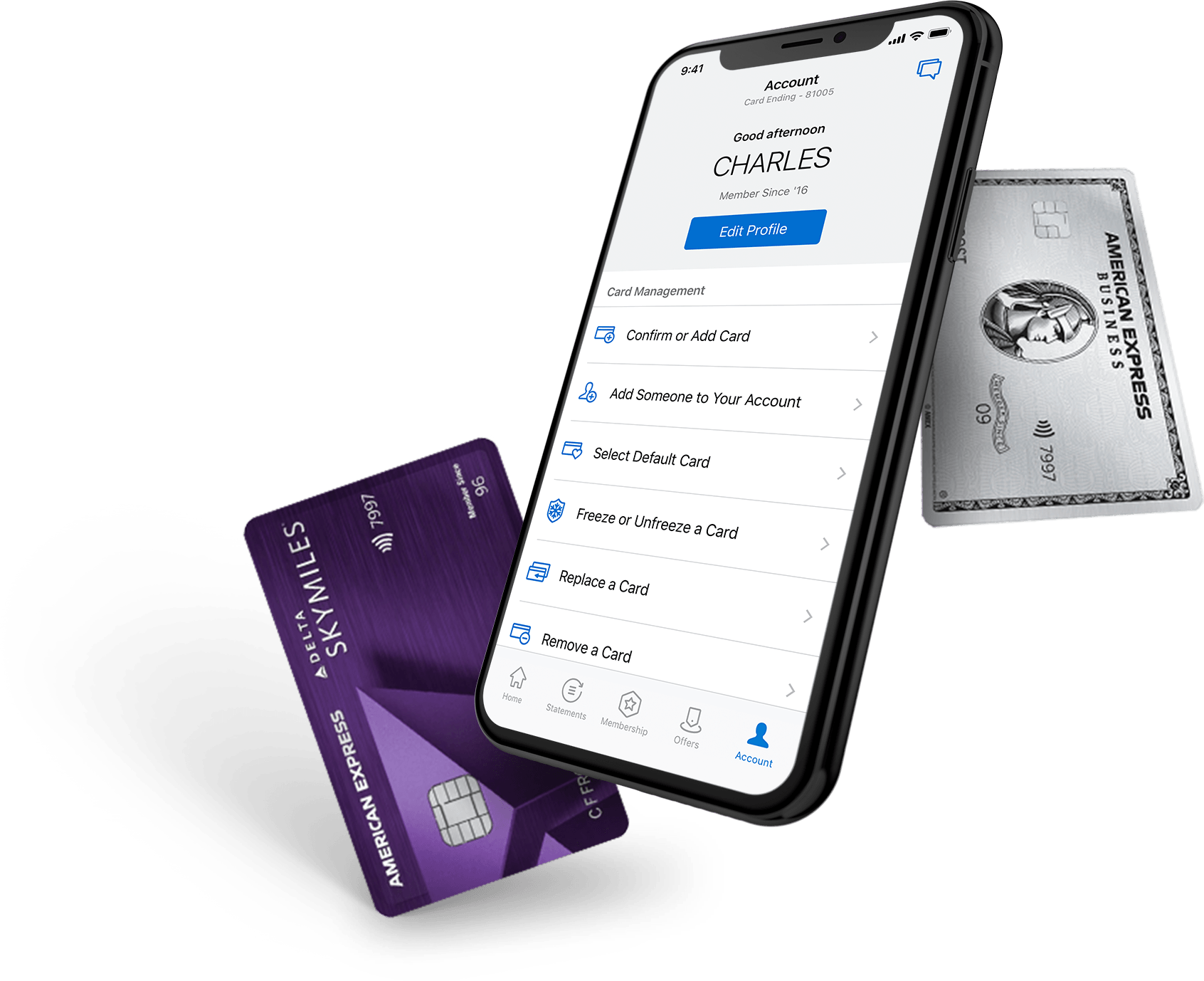 A smartphone and payment cards