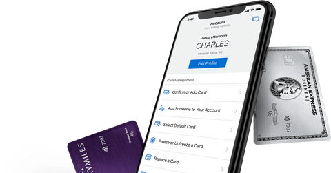 A smartphone and payment cards