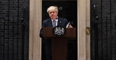 Boris Jounson announcing his resignation outside 10 Downing Street in London, UK