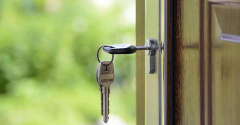 House keys in a door