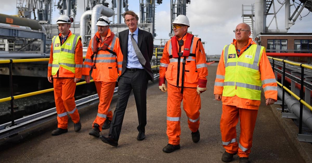 Jim Ratcliffe (middle) CEO of INEOS meets staff at the Grangemouth plant.