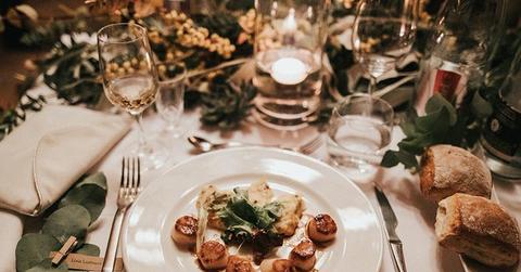 A place setting at a wedding