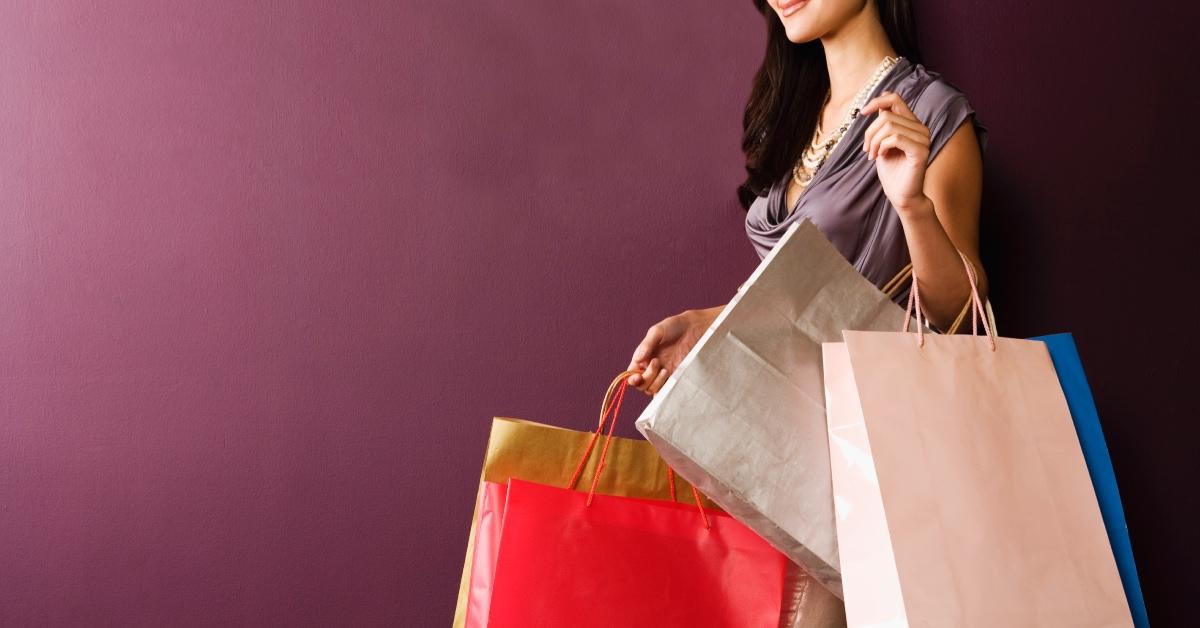 A woman with shopping bags