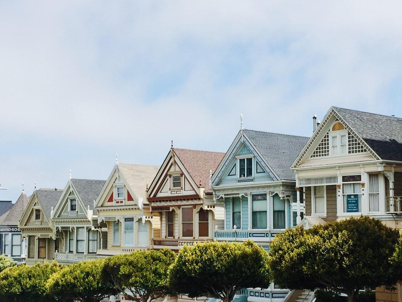 A row of mid-century houses