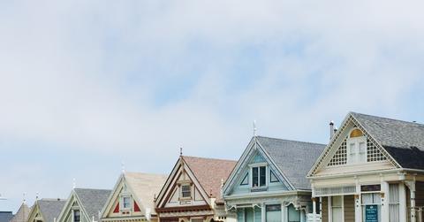 A row of mid-century houses