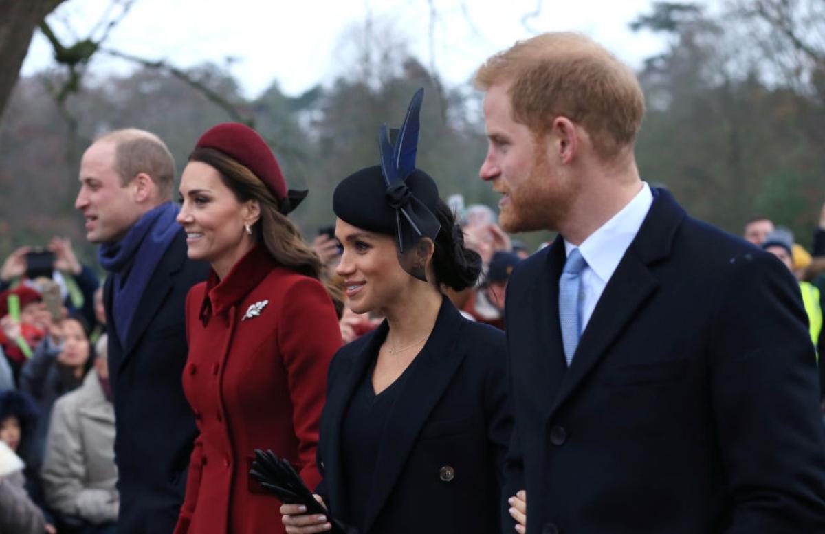 Princes William and Harry with their wives at the Christmas Day mass in 2018. 