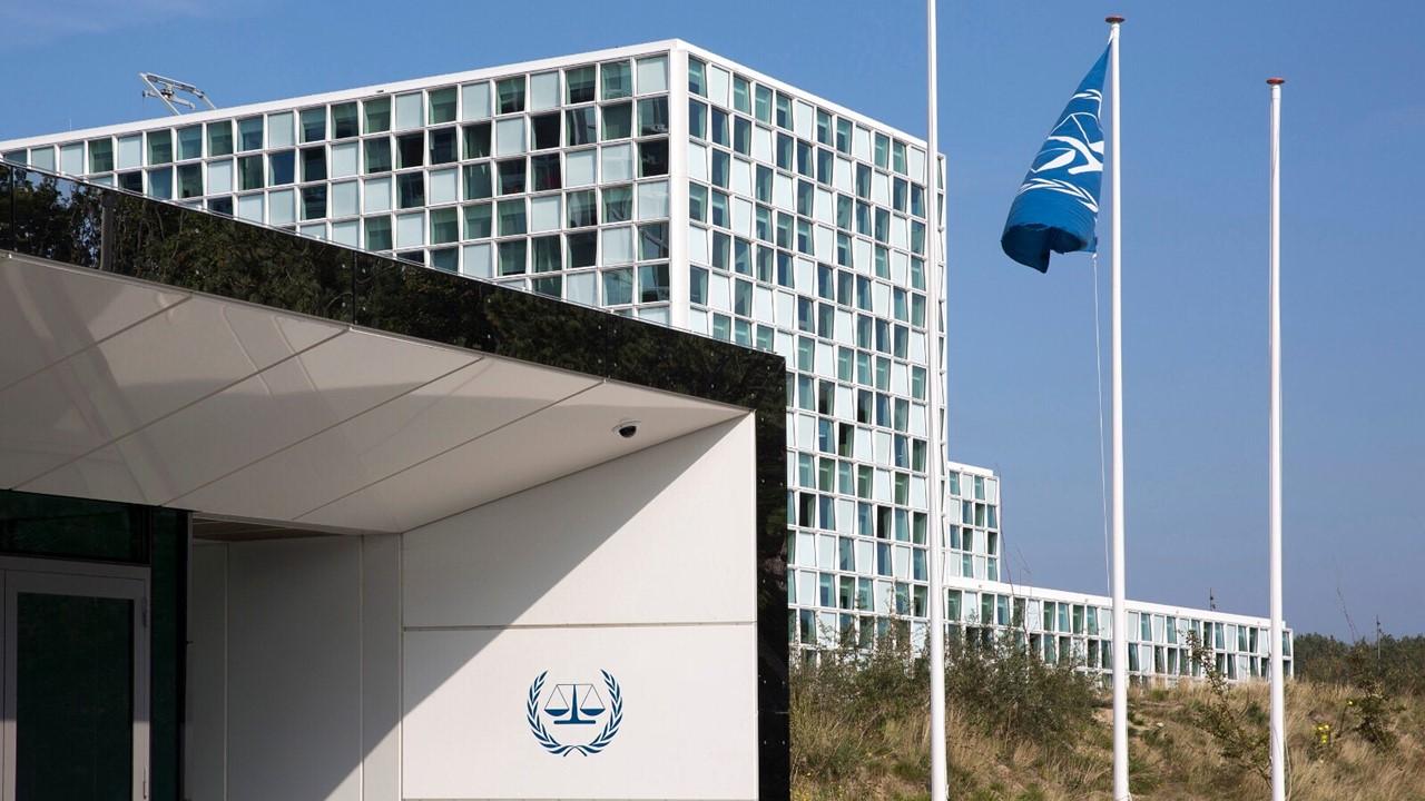 International Criminal Court building and flag