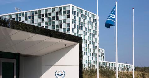 International Criminal Court building and flag
