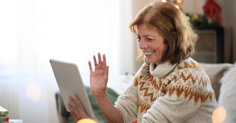 Woman talking on a tablet