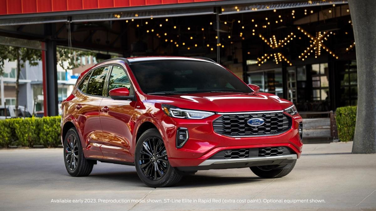 A red Ford Escape PHEV 