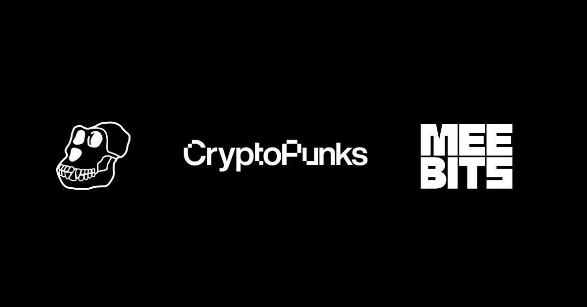 ApeCoin, CryptoPunks, and Meebits logos